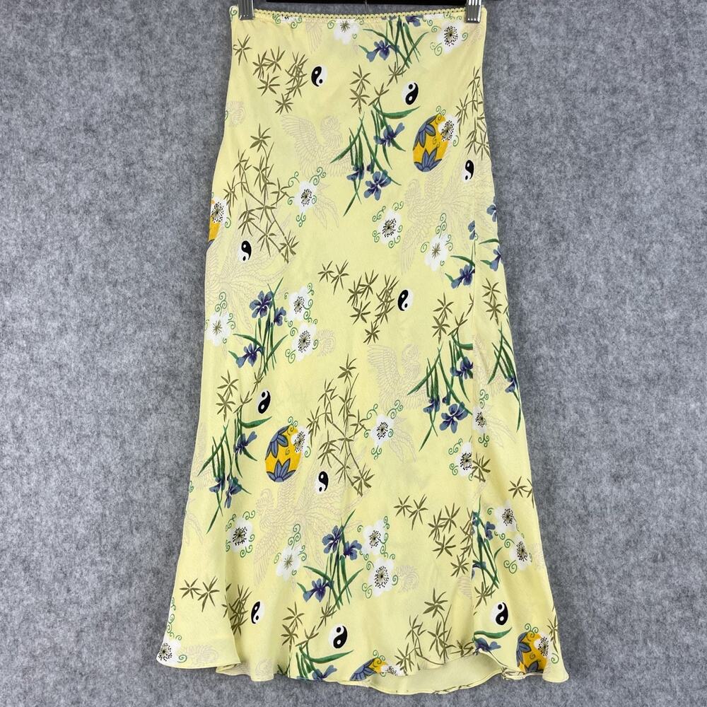 VTG‎ Charlotte Russe Y2K Maxi Skirt Womens Medium Yellow Floral Fairycore Whimsy